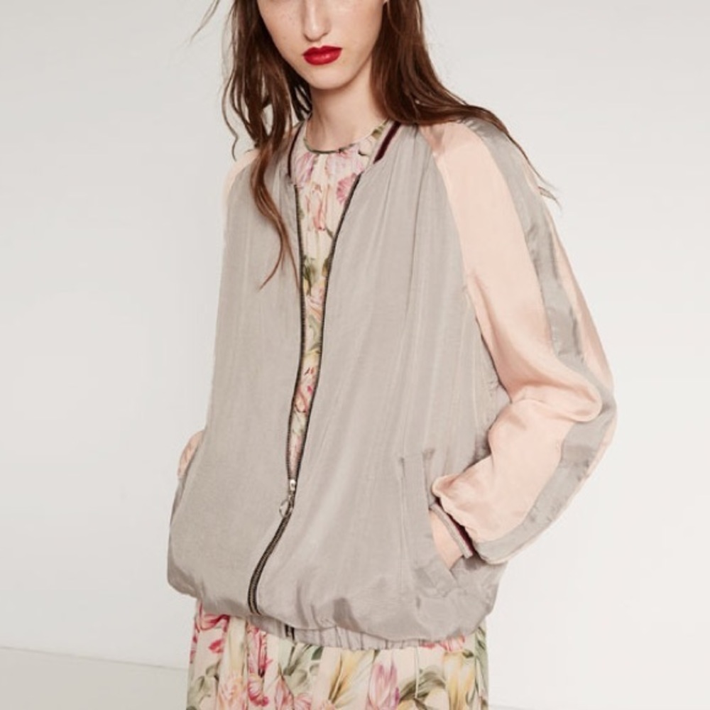 Zara pink bomber jacket